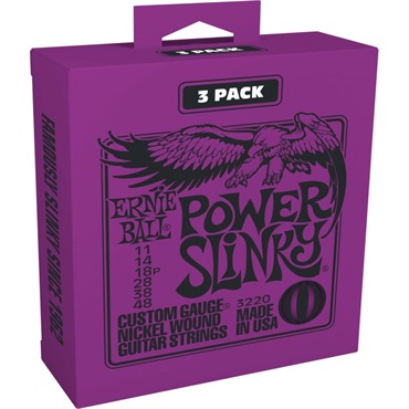 ERNIE BALL Power Slinky Nickel Wound Electric Guitar Strings 3 Pack #3220