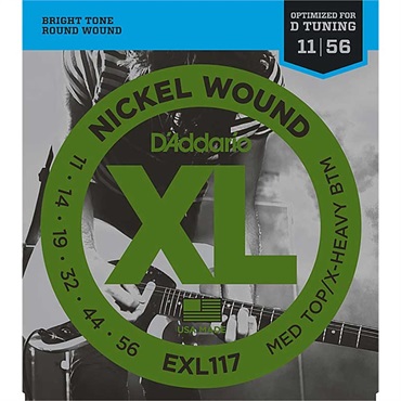 D’Addario XL Nickel Electric Guitar Strings EXL117 (Medium Top， Extra Heavy Bottom/11-56)