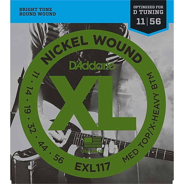 D’Addario XL Nickel Electric Guitar Strings EXL117 (Medium Top， Extra Heavy Bottom/11-56)