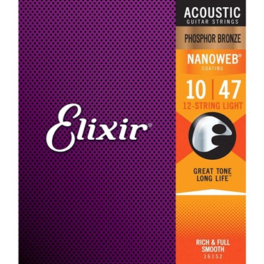 ELIXIR Acoustic Phosphor Bronze with NANOWEB Coating #16152 (12-String Light/10-47)