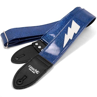 Couch Guitar Strap Sparkle Blue Lightning Bolt White