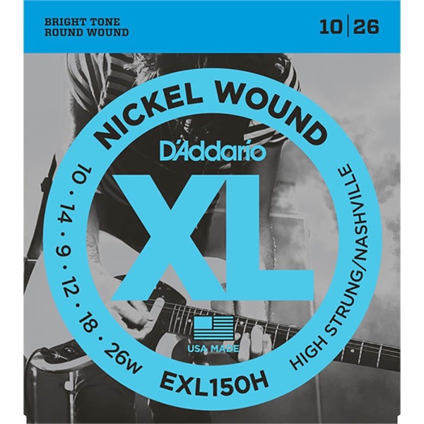 D’Addario XL Nickel Electric Guitar Strings EXL150H (High-Strung， Nashville Tuning/10-26)