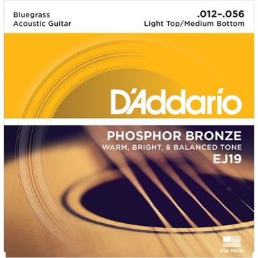 D’Addario Phosphor Bronze Bluegrass Acoustic Guitar Strings EJ19 Light Top/Medium Bottom