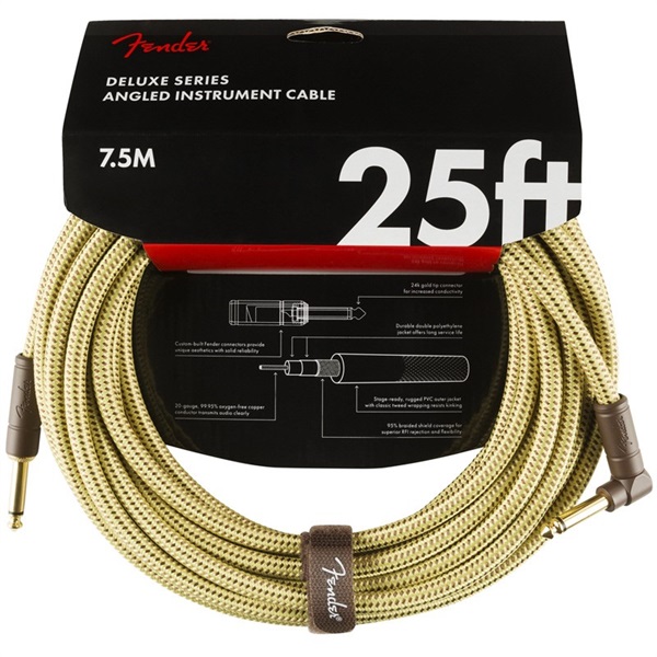 Fender USA Deluxe Series Instrument Cable Straight/Angle25' (Tweed)