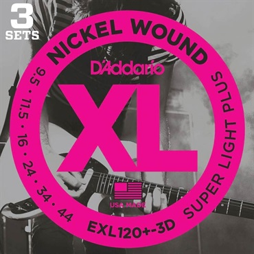 D’Addario XL Nickel EXL120+-3D (3 Pack/9.5-44)