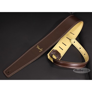 Handmade Leather Straps Leather & Leather Series 2.5inch Standard Tail 【 Dark Chocolate / Cream 】