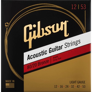 Gibson 80/20 Bronze Acoustic Guitar Strings [SAG-BRW12 Light]