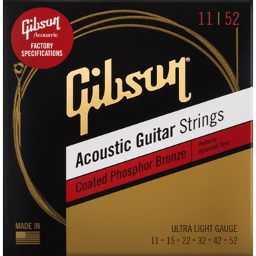 Gibson Coated Phosphor Bronze Acoustic Guitar Strings [SAG-CPB11 Ultra Light]