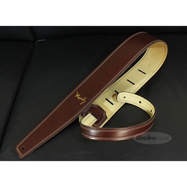 Handmade Leather Straps Leather & Suede Series 2.5inch Standard Tail 【 Dark Chocolate / Cream 】