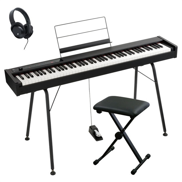 KORG DIGITAL PIANO  D1(ブラック)+【ST-SV1-BK+汎用X型イスセット・お手入れクロス、ヘッドホン付き】【沖縄・離島送料別途見積】【代引き不可】  ｜イケベ楽器店オンラインストア