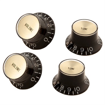 Gibson Top Hat Knobs with Inserts 4 pack (Black/Gold Metal Insert) [PRMK-020]