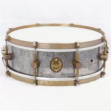 A&F Drum Co Raw Steel Snare Drum 14 x 5 with Raw Brass Hoops