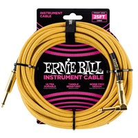 #6070 BRAIDED INSTRUMENT CABLE STRAIGHT/ANGLE 25FT (GOLD/GOLD)【在庫処分特価】