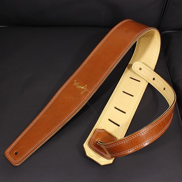 Moody Handmade Leather Straps Leather & Leather Series 2.5inch Standard Tail 【 Light Brown / Cream 】