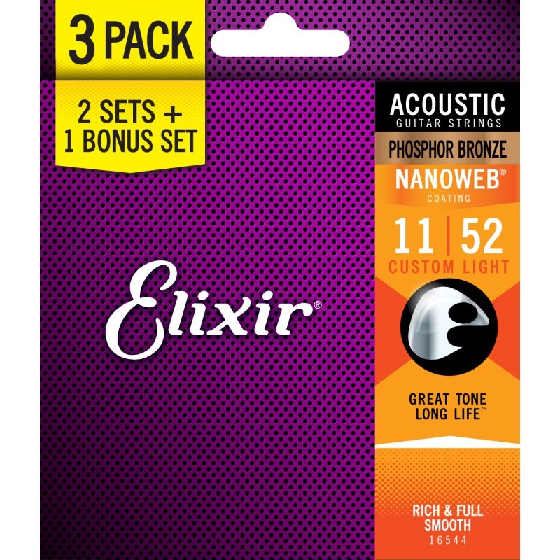 ELIXIR 16027 Bonus Pack (2+1FREE) [NANOWEB Phosphor Custom Light 