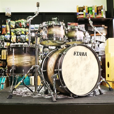 TAMA STAR Walnut 4pc Drum Kit [22BD，16FT，12&10TT] -Satin Black Japanese Sen Burst- コンビネーションスタンド付属 【店頭展示特価品】