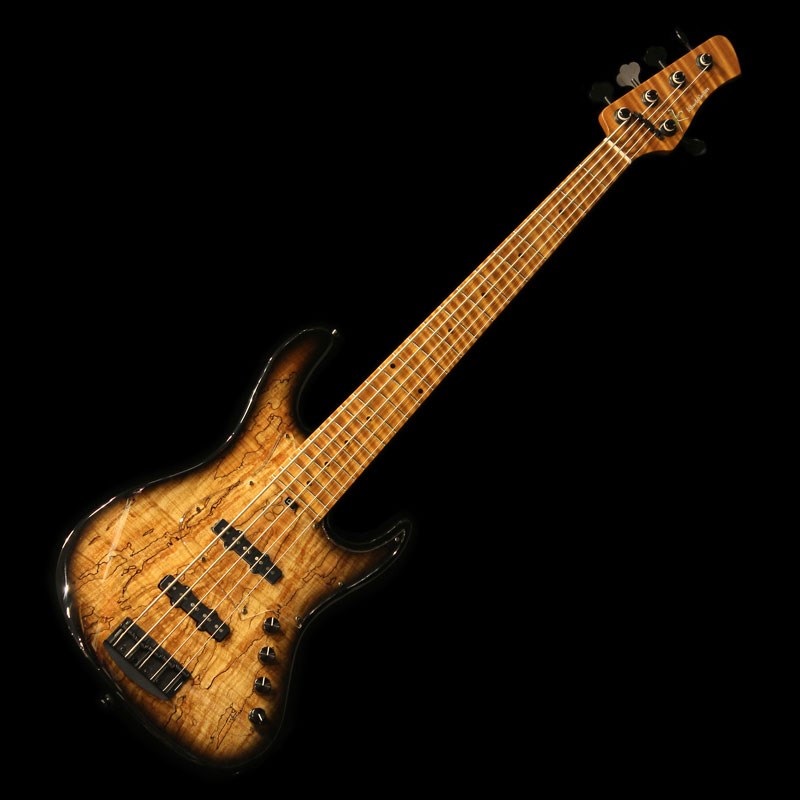 Kikuchi Guitars Custom 5st J Bass (Flame Spalted Maple Top / Black 