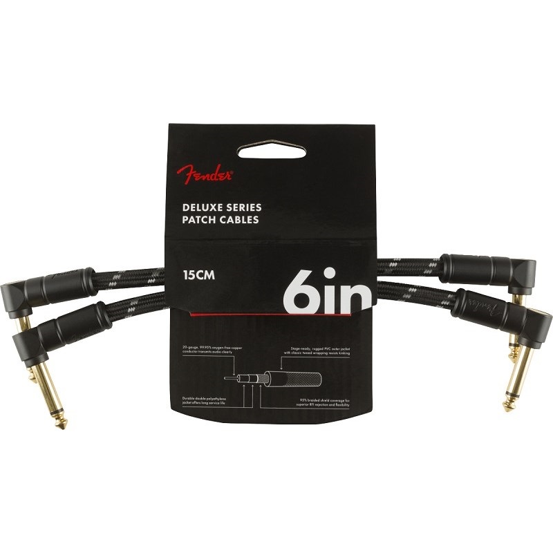 Fender USA Deluxe Series Instrument Cables (2-Pack)， Angle/Angle， 6， Black Tweed(0990820087)