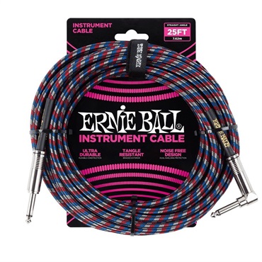 ERNIE BALL 【クリスマススペシャルSALE】 Braided Instrument Cable 25ft S/L (Black/Red/Blue/White) [#6063]