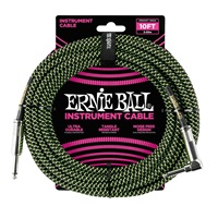 Braided Instrument Cable 10ft S/L (Black/Green) [#6077]