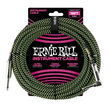 Braided Instrument Cable 18ft S/L (Black/Green) [#6082]