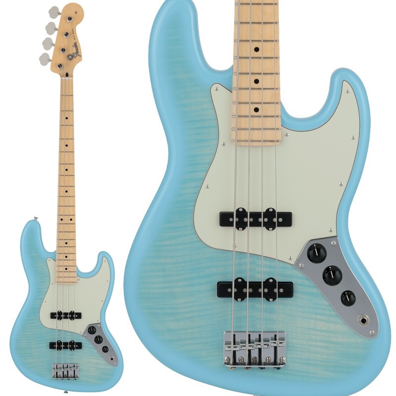 2024 Collection Hybrid II Jazz Bass Flame Maple Top (Celeste Blue)