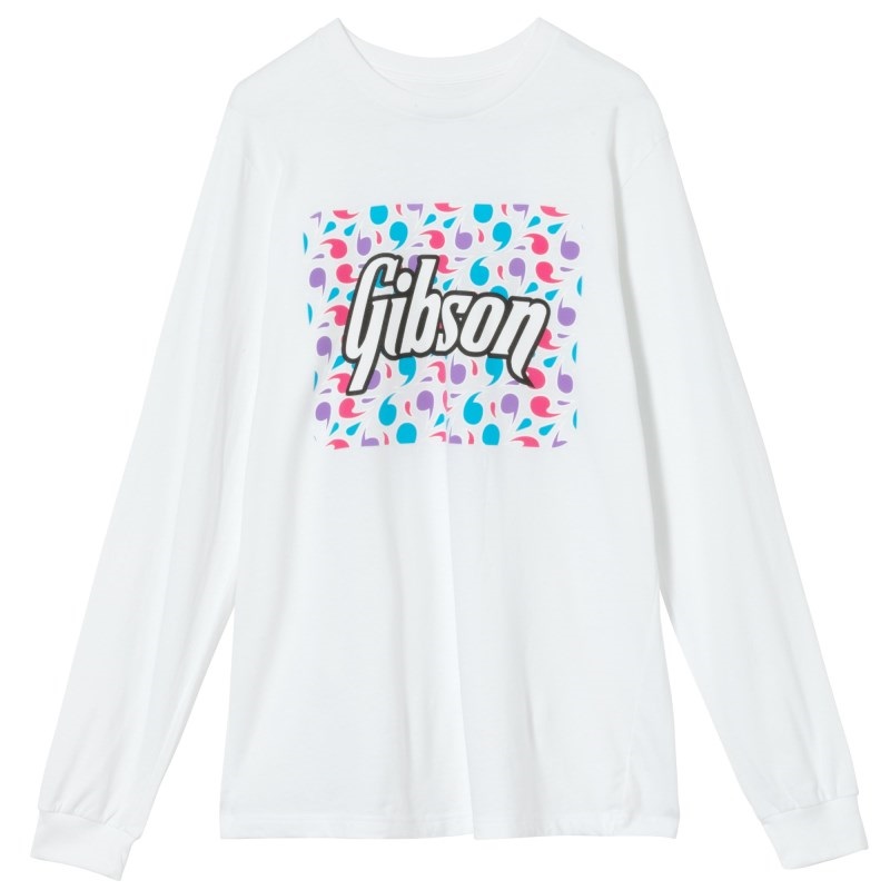 Gibson 【クリスマススペシャルSALE】 Floral Block Logo Long Sleeve Tee (White/Mサイズ) [GA-LSTEE-FLRL-WHT-MD]