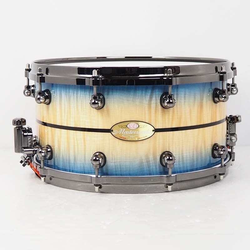 Masterworks Snare Drum 14×7 - Natural to Blue Burst over White Sycamore w/Ebony Inlay/Black Ninickel Parts [MWAC1470S-BN]