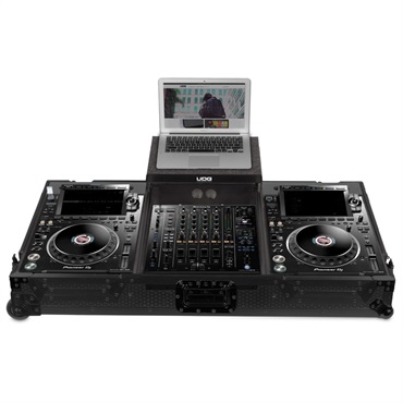 UDG U91086BL Ultimate フライトケースセット CDJ-3000/A9 Black (ラップトップシェルフ＋ホイール付)