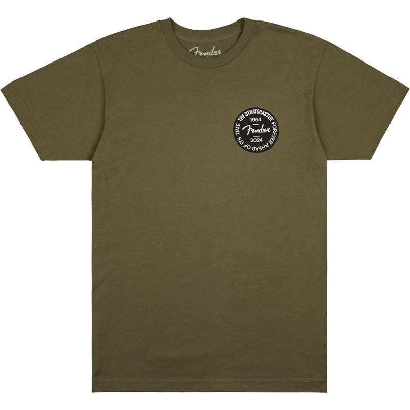 Fender USA STRATOCASTER(TM) 70TH ANNIVERSARY BADGE TEE OLIVE (Medium size)(#9101293497)