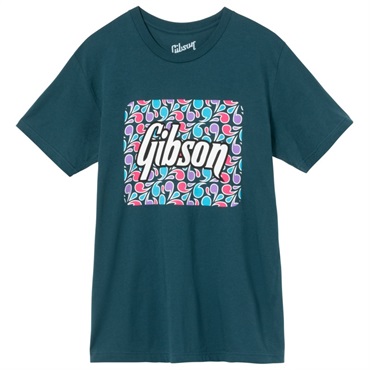 Gibson Floral Block Logo Tee (Blue)， (XL) [GA-TEE-FLRL-BLU-XL]