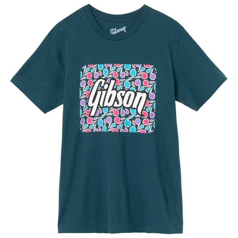 Gibson Floral Block Logo Tee (Blue)， (XL) [GA-TEE-FLRL-BLU-XL]