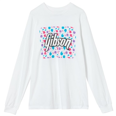 Gibson Floral Block Logo Long Sleeve Tee (White)， (Large) [GA-LSTEE-FLRL-WHT-LG]