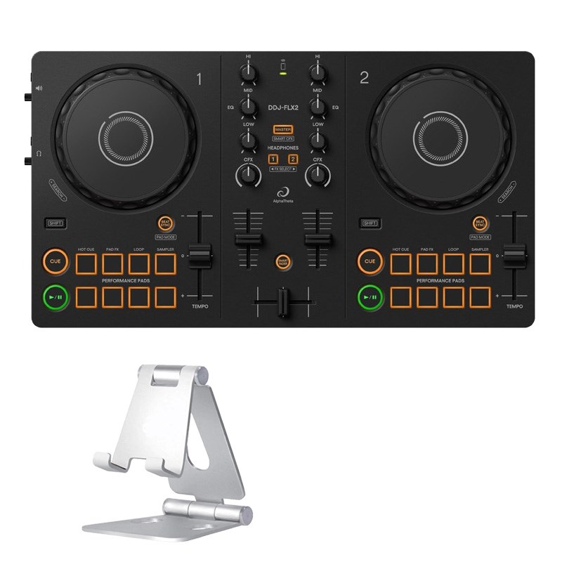 DDJ-FLX2 + スマホスタンドSET (djay / rekordbox / Serato DJ Lite 対応DJコントローラー)(アルファシータ)の商品画像