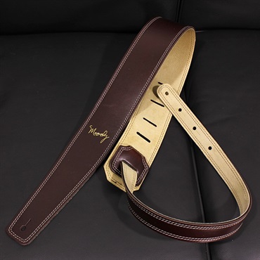 Moody Handmade Leather Straps Leather & Suede Series 2.5inch Long Tail 【Dark Chocolate / Cream】