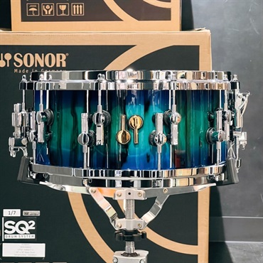 SONOR SQ2 System Snare Drum - Beech Vintage 14×6.5 - Green Lacquer over Blue Burst Finish with African Marble 【特注品】