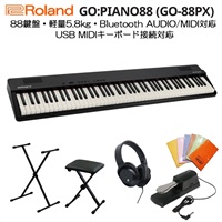 ローランド GO:PIANO88 (GO-88PX) スタートセットA デジタルピアノ 電子ピアノ 軽量 88鍵 セミウェイテッド鍵盤 USB MIDIキーボード Bluetooth対応 Roland Piano App対応  エントリーキーボード Entry Keyboard（代引不可）