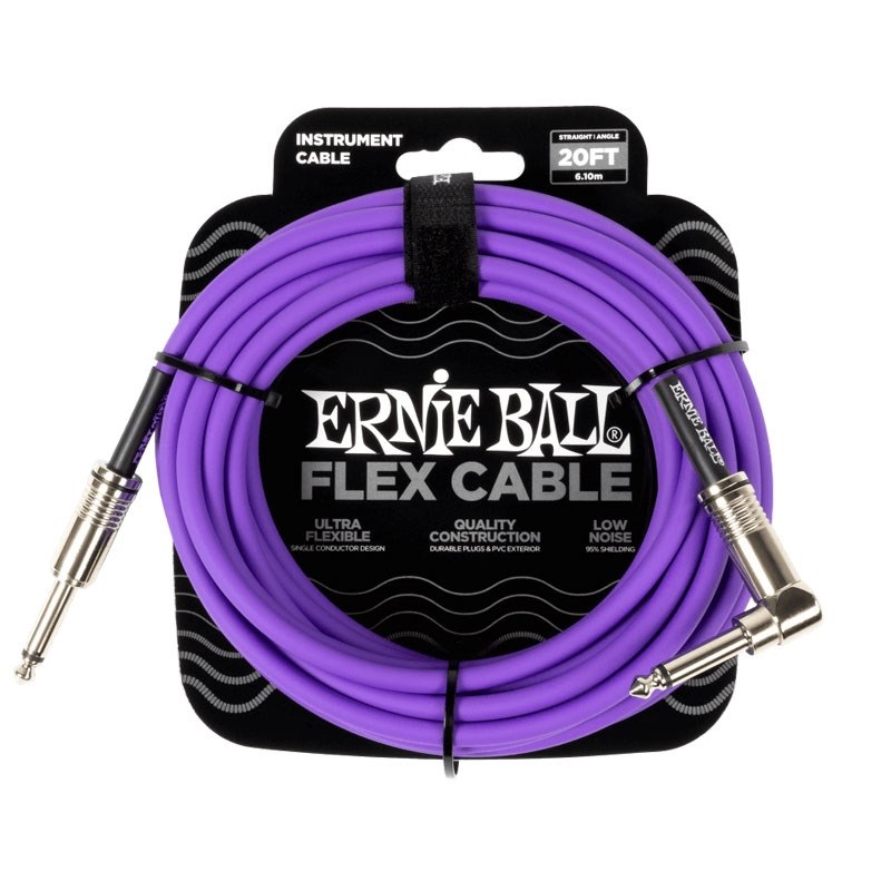 ERNIE BALL Flex Instrument Cable Straight/Angle 20ft Purple #6466