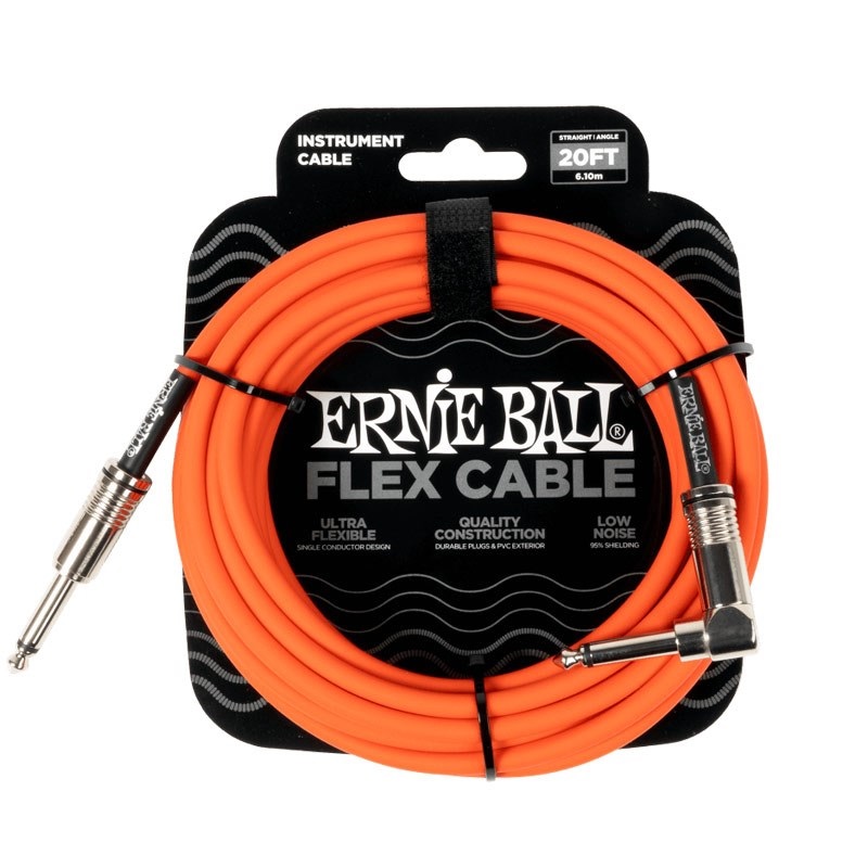 ERNIE BALL Flex Instrument Cable Straight/Angle 20ft Orange #6467