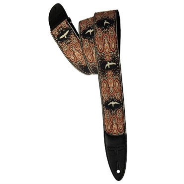 P.R.S. PRS 2inch Guitar Strap Custom Jacquard Birds Fleur (Peach)