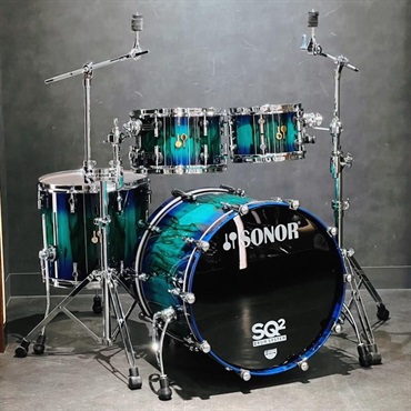SONOR SQ2 System Beech Vintage 4pc Drum Kit - Green Lacquer over Blue Burst Finish with African Marble [BD22，TT10&12，FT16]【特注品】【店頭展示特価品】