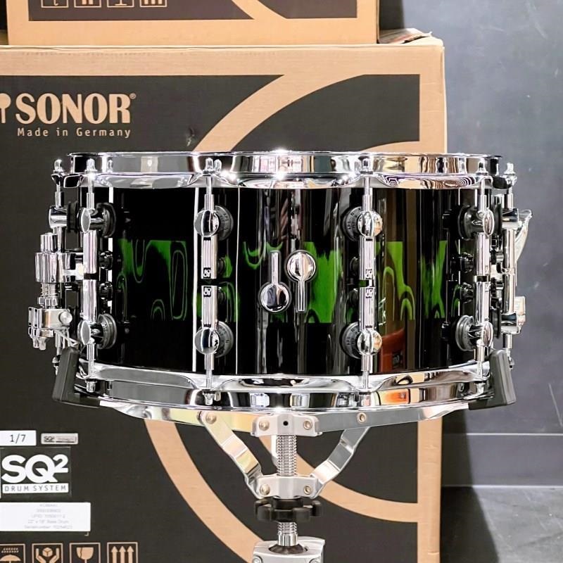 SONOR USED 中古品 SQ2 System Snare Drum - Beech Heavy 14×7 - Green Tribal Stripe 【特注品】