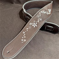 雪桜刺繍レザーストラップ BK