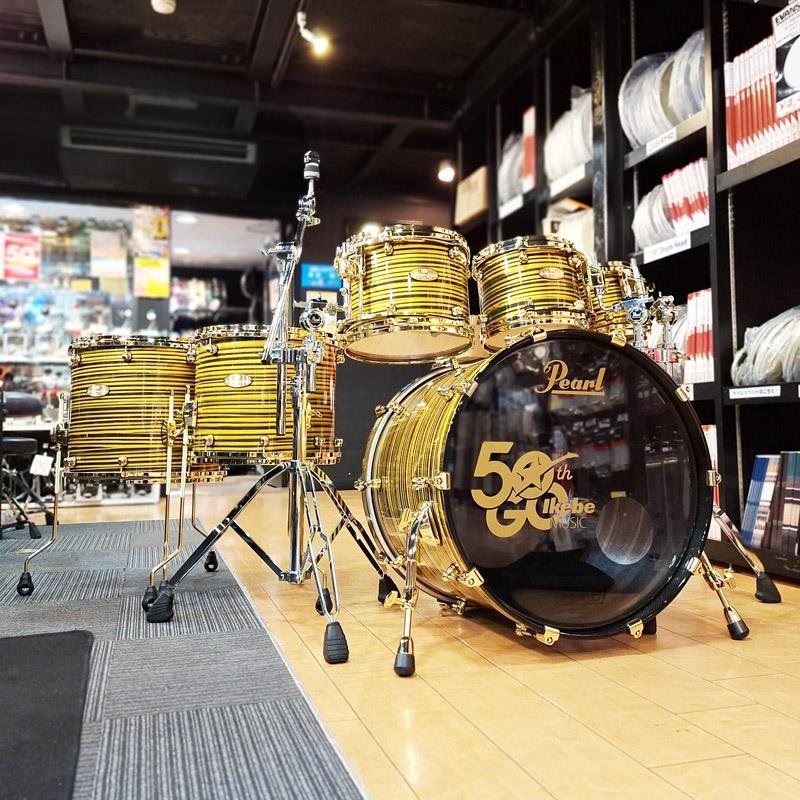 Pearl Masterworks 6pc Drum Kit -Gold Swirl on Black Carbon【イケベ楽器店創業50周年記念モデル】