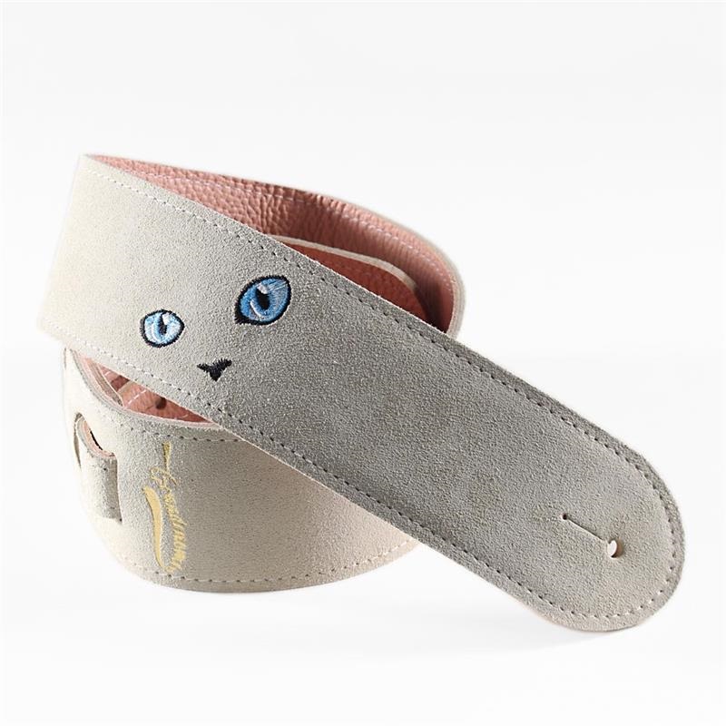 Grande uomo ねこ刺繍レザーストラップ [White/Pink]