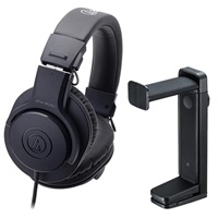 ATH-M20x+サンワサプライ PDA-STN25BK ヘッドフォンハンガーセット (オーディオテクニカ)(密閉型)(モニターヘッドホン)(サンワサプライ)(ヘッドホンスタンド)