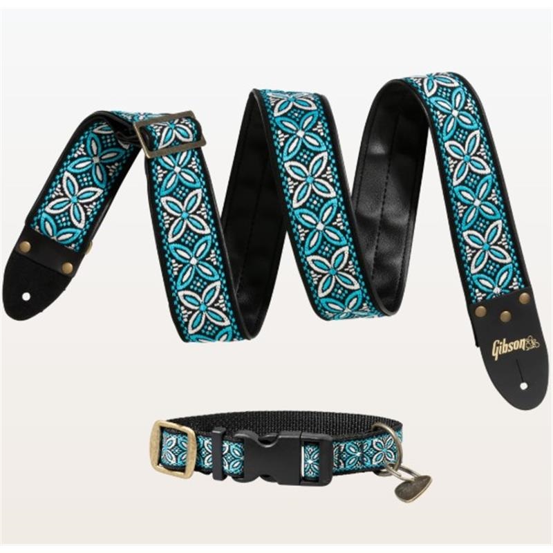 Gibson Gibson Guitar Strap Dog Collar Combo Set， Blue  Medium