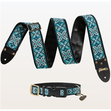 Gibson Gibson Guitar Strap Dog Collar Combo Set， Blue  Large