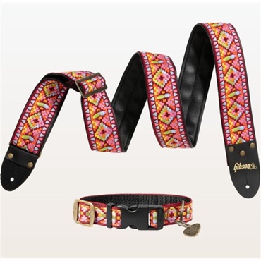 Gibson Gibson Guitar Strap Dog Collar Combo Set， Pink  Medium