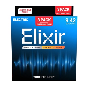 ELIXIR #16566 [#12002 NANOWEB Super Light/09-42 x3セット] 【今だけお得な3set Pack】